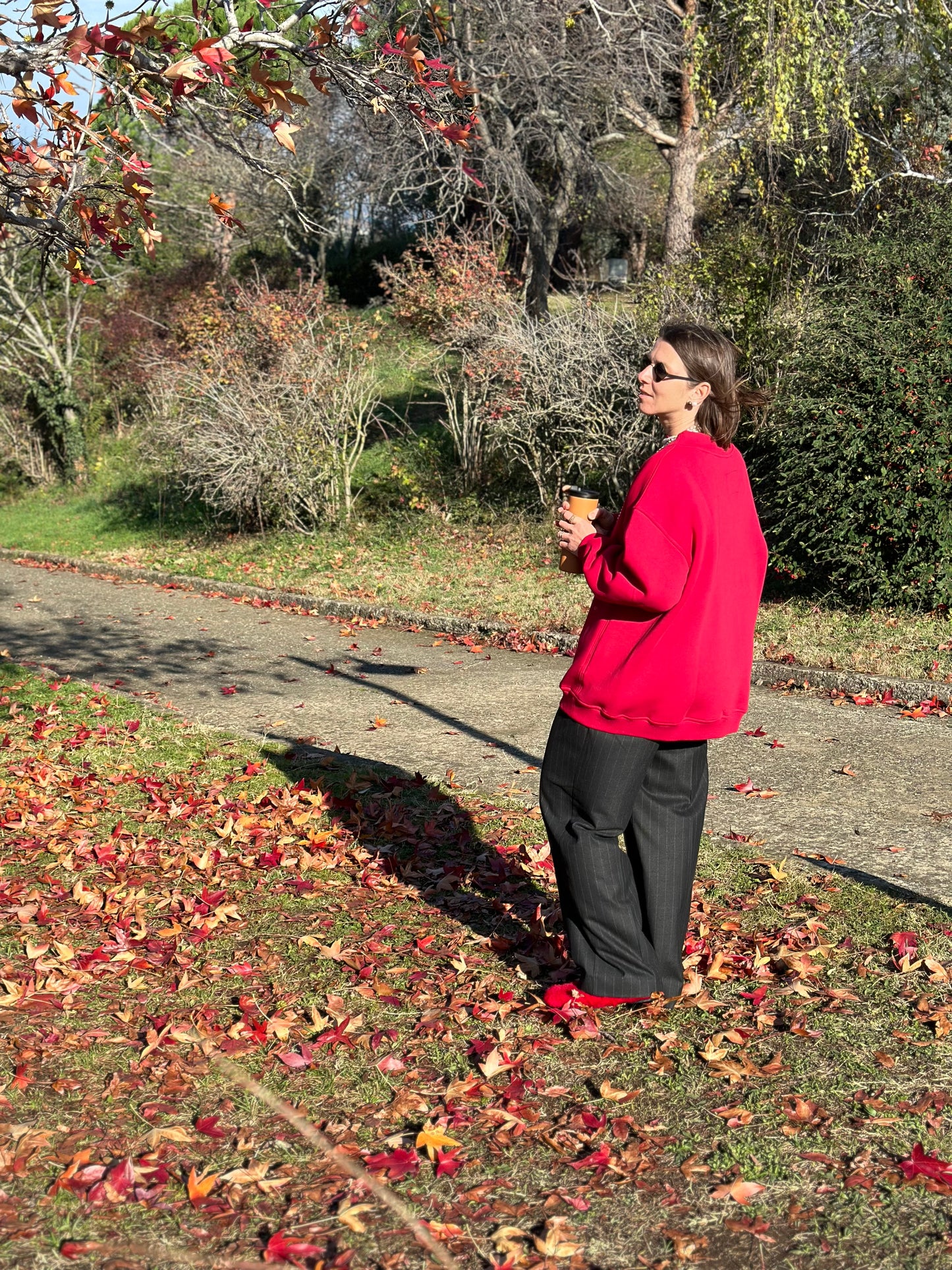 Kiraz - Oversize Emzirme Sweatshirt / Stylish Sweatshirt for Breastfeeding Mothers in Red-Cherry