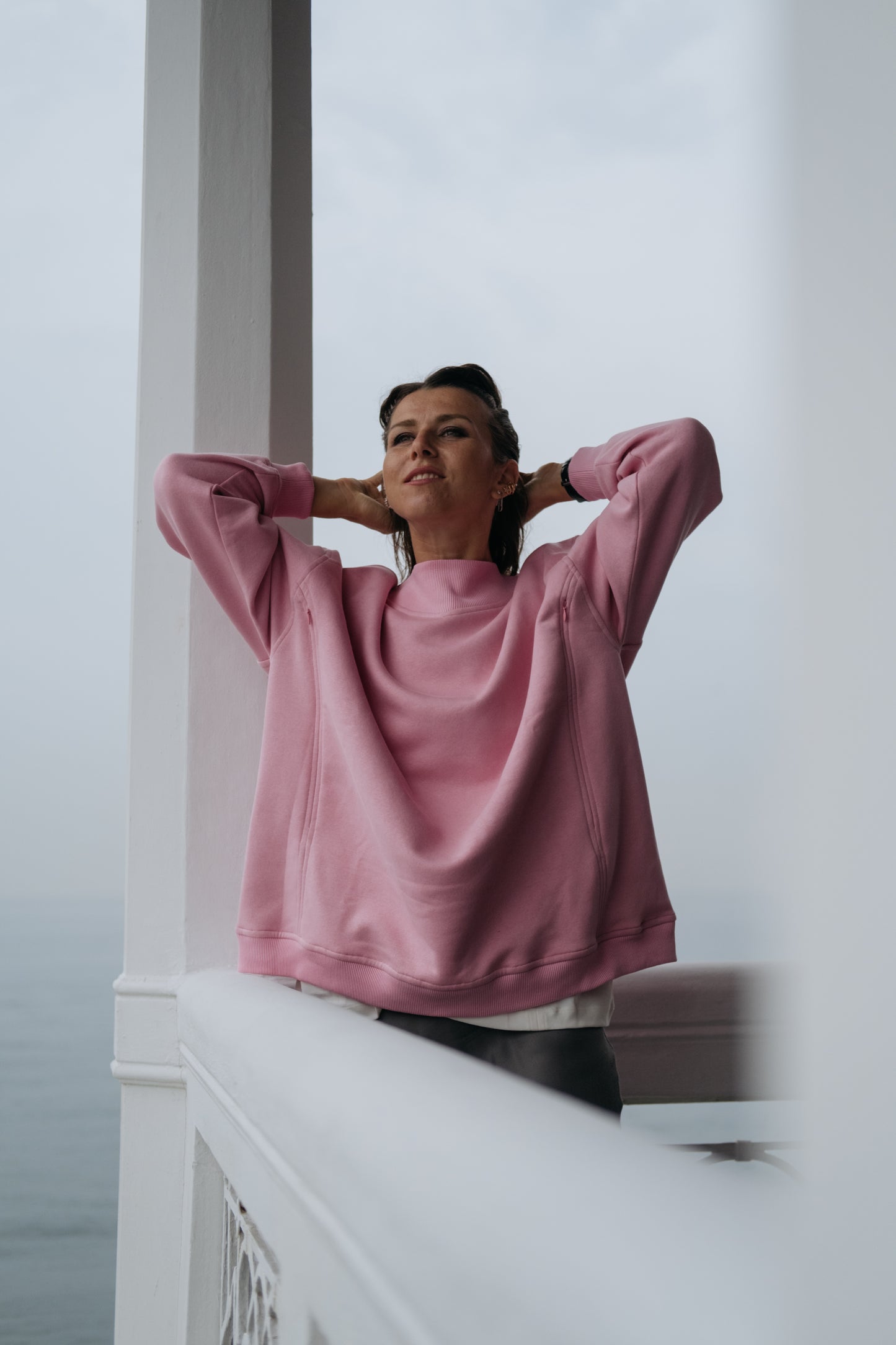 Pembe Emzirme Oversize Sweatshirt