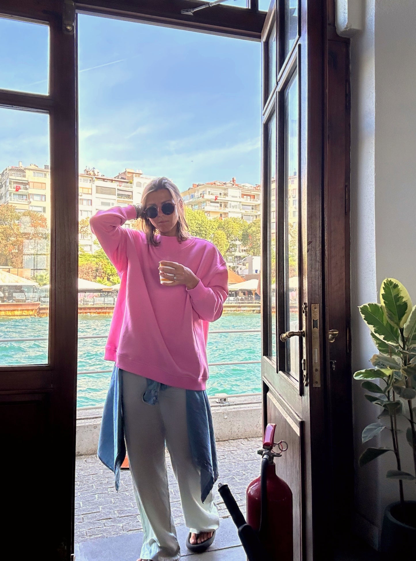 Pembe Emzirme Oversize Sweatshirt